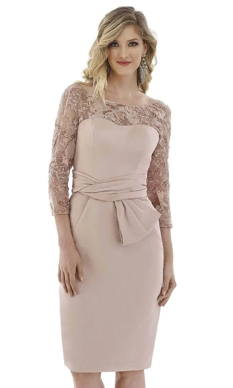 Bow - backed wedding guest dresses in silk for a luxurious feelFeriani Couture 20108 - Illusion Embroidered Formal Dress