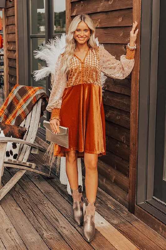 Mini dresses with polka dot patternsHarvest Festivities Velvet Mini Dress