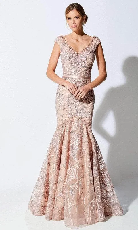 Wedding guest dresses with belted waists and knee - length skirtsIvonne D - 221D53 Embroidered V-Neck Evening Dress Wedding guest dresses with belted waists and knee - length skirtsIvonne D - 221D53 Embroidered V-Neck Evening Dress