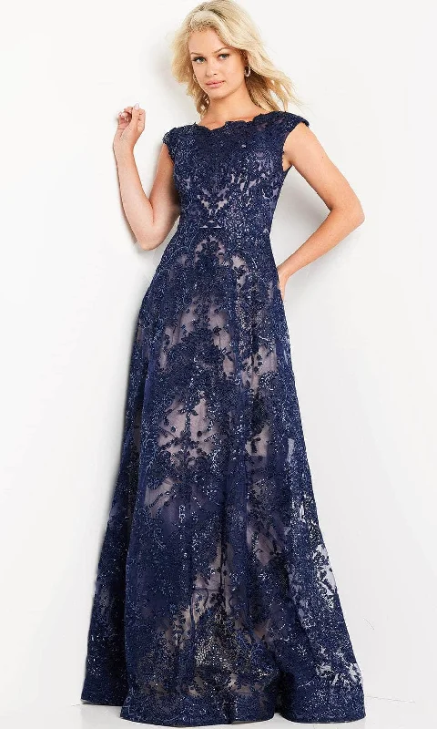 Wrap - style wedding guest dresses with bow accentsJovani 09501 - Beaded Lace Evening Dress Wrap - style wedding guest dresses with bow accentsJovani 09501 - Beaded Lace Evening Dress