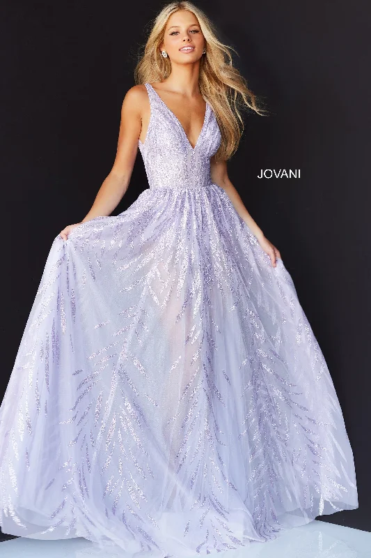 One - shoulder wedding guest dresses with beaded detailsJovani 06687 Prom Sleeveless Long Formal Gown