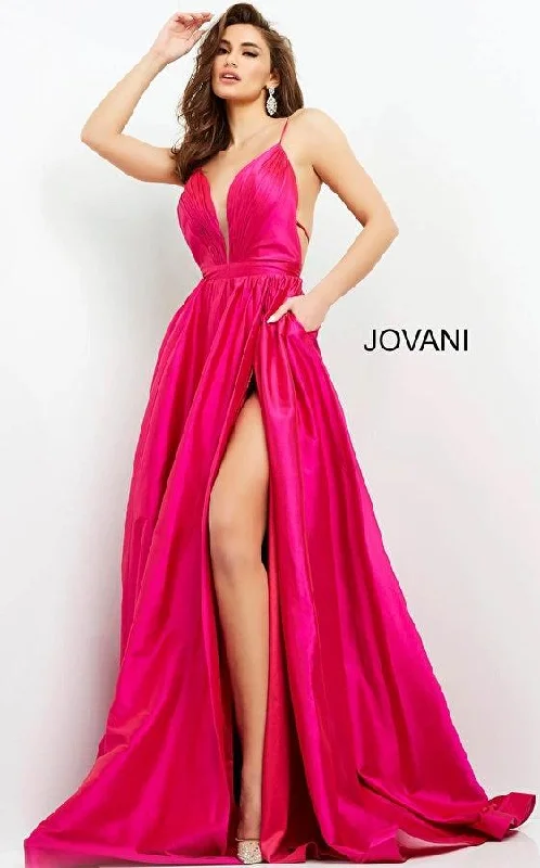 Metallic wedding guest dresses for a glamorous weddingJovani 06540 Spaghetti Strap Long Formal Prom Gown