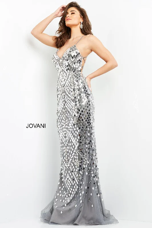 Wedding guest dresses with high - low hems and floral appliquesJovani 06676 Long Formal Sexy Prom Dress