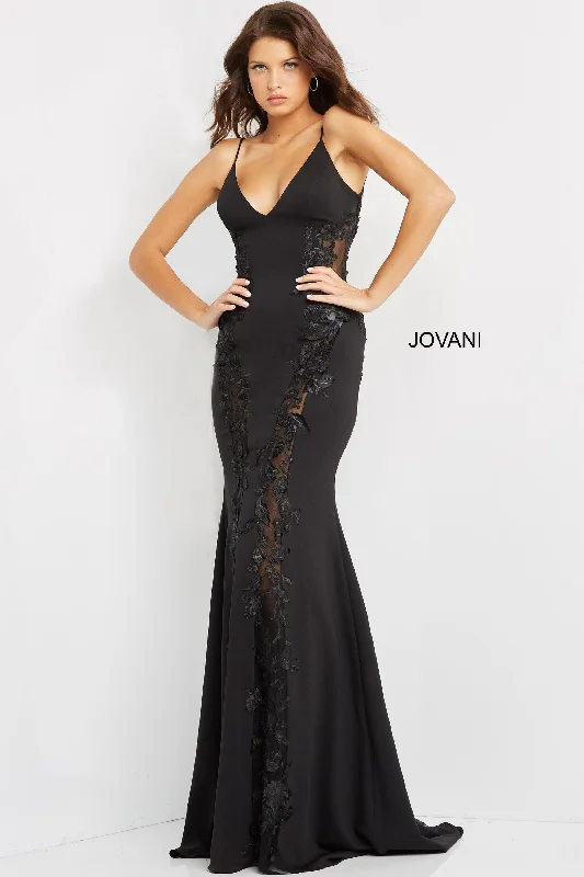 Strapless wedding guest dresses with rhinestone - studded bodicesJovani 07296 Spaghetti Strap Sexy Evening Dress