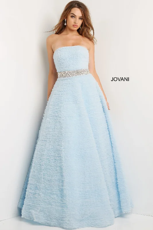 Sheath - style wedding guest dresses with lace overlaysJovani 07145 Strapless Long Prom Gown