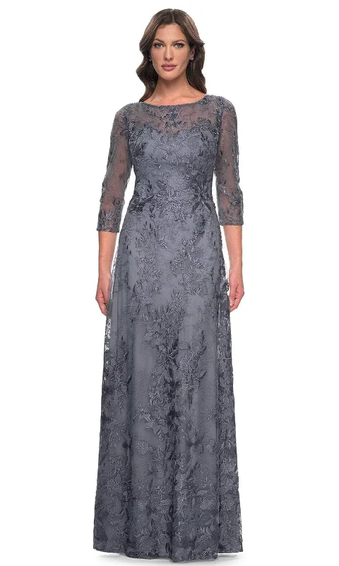 Halter - neck wedding guest dresses with beaded strapsLa Femme 30060SC - Sheer Quarter Sleeve Evening Dress Halter - neck wedding guest dresses with beaded strapsLa Femme 30060SC - Sheer Quarter Sleeve Evening Dress