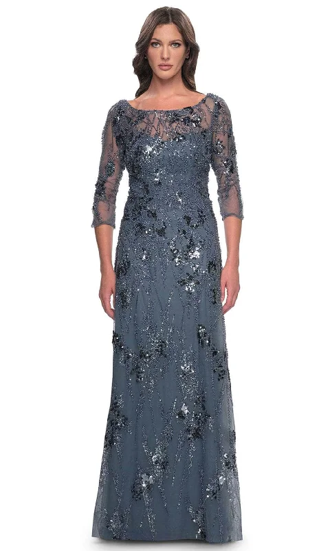 Wedding guest dresses with mesh panels and empire waistsLa Femme 31458SC - Rhinestone Ornate Bateau Formal Gown Wedding guest dresses with mesh panels and empire waistsLa Femme 31458SC - Rhinestone Ornate Bateau Formal Gown
