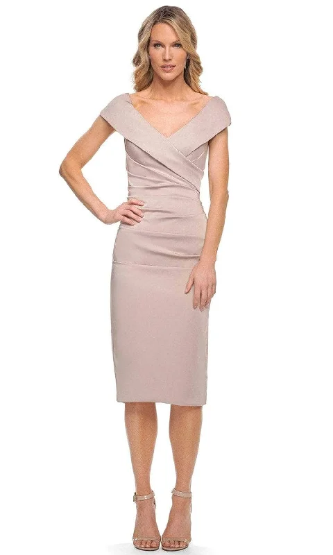 Sequined wedding guest dresses for an evening weddingLa Femme - Cap Sleeve Jersey Cocktail Dress 30110SC