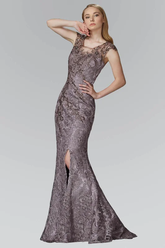 Polka - dot - printed wedding guest dresses with short sleevesLace Long Prom Dress Formal Evening Gown