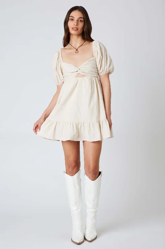 Mini dresses with criss - cross backs for a flirty lookLia Linen Puff Sleeve Romper
