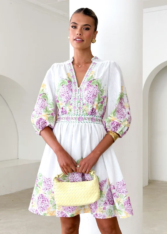 Mini dresses with bow accents for a sweet lookLielani Dress - Purple Hydrangea
