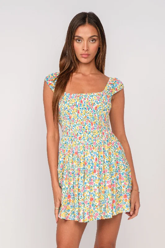 Mini dresses with side slits for a sexy appealLily White Floral Mini Dress