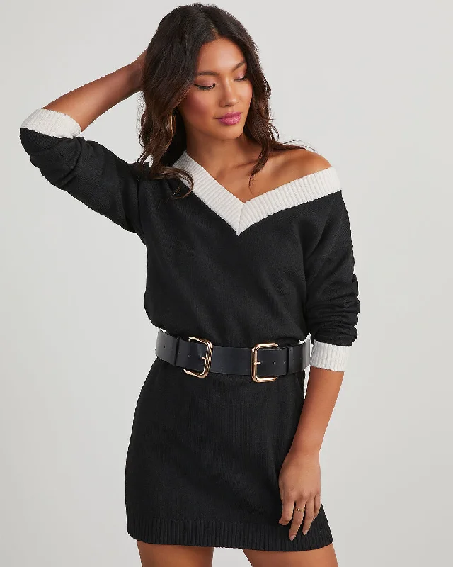 Printed mini dresses for a casual day outLopez Contrast Mini Sweater Dress
