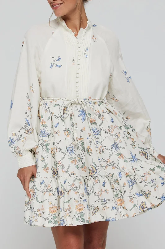 Mini dresses with pleated skirts for a classic lookLouisa Tunic Belted Tie Mini Dress in Floral- FINAL SALE