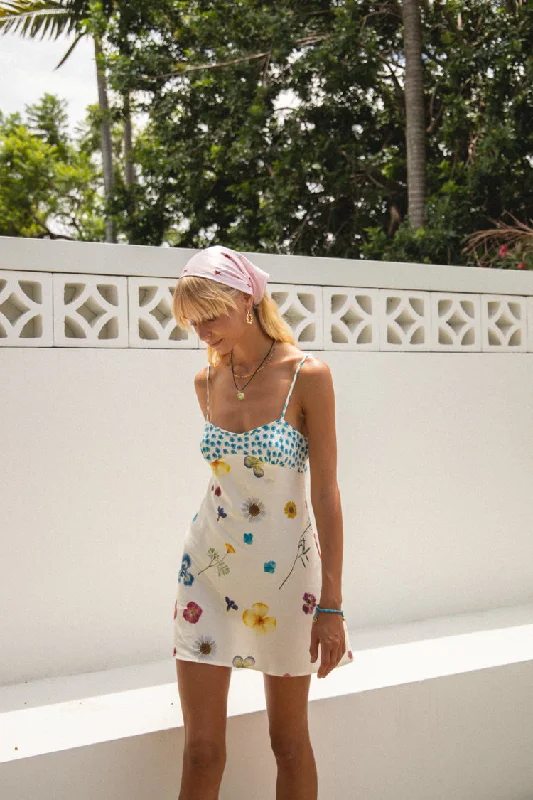 Mini dresses with ribbed textures for a unique appearanceLove Language Bias Cut Mini Dress Floral