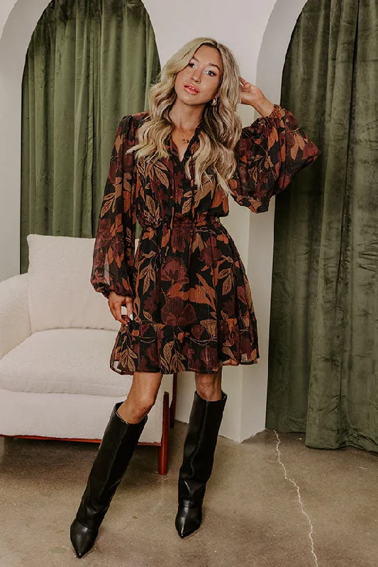 Mini dresses with embroidered details for a unique touchLuxury Excursions Floral Mini Dress in Black