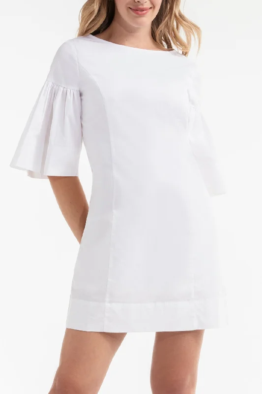 Mini dresses with wrap - around stylesMagdalena Flounce Short Sleeve Mini Dress in White - FINAL SALE