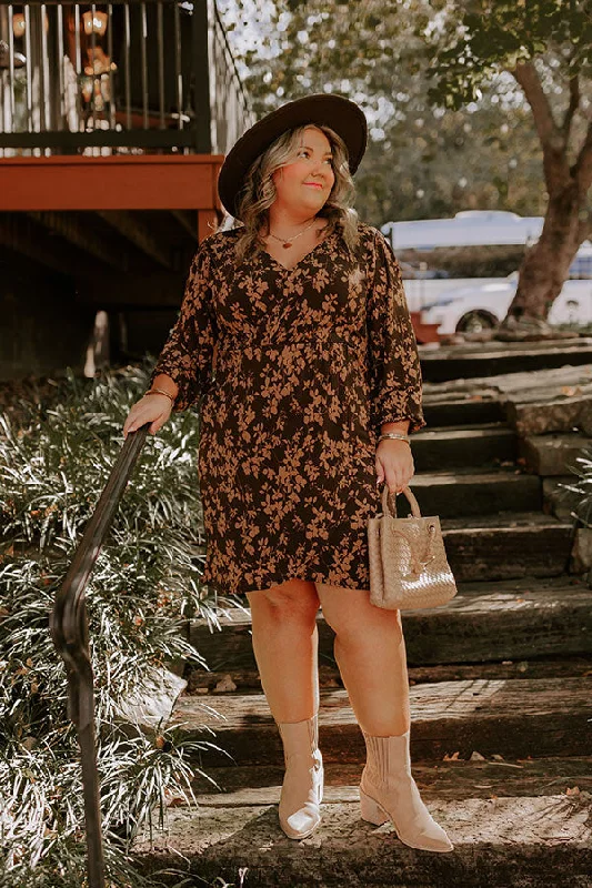 Mini dresses with V - necklines for a flattering shapeMaple Dreams Floral Mini Dress Curves