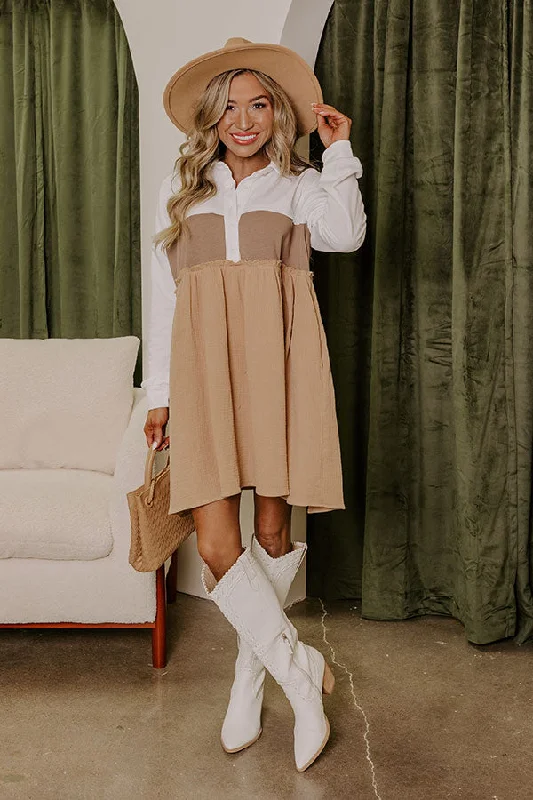 Sheer mini dresses with lace insertsMaple Moments Color Block Mini Dress