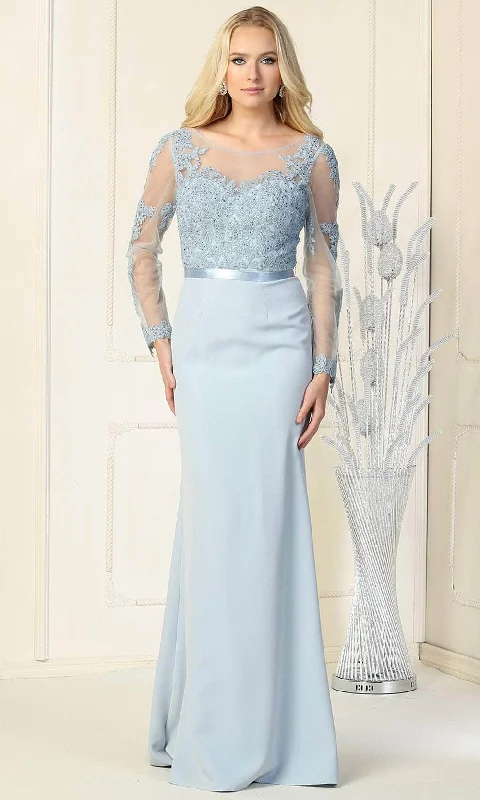 Wedding guest dresses with gathered skirts and V - necklinesMay Queen MQ1847 - Illusion Bateau Formal Gown