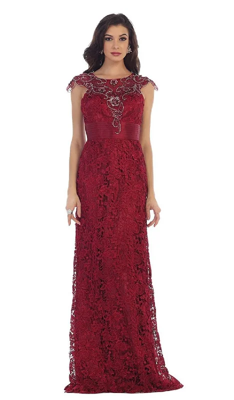 Wedding guest dresses with puff sleeves and knee - length hemsMay Queen - RQ7182 Rhinestone Lace Floral Evening Gown Wedding guest dresses with puff sleeves and knee - length hemsMay Queen - RQ7182 Rhinestone Lace Floral Evening Gown