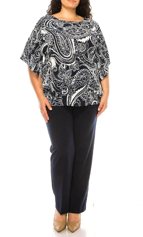 Sleeveless wedding guest dresses with ruffled hemsMaya Brooke 28709 - Printed Two-Piece Pant Set