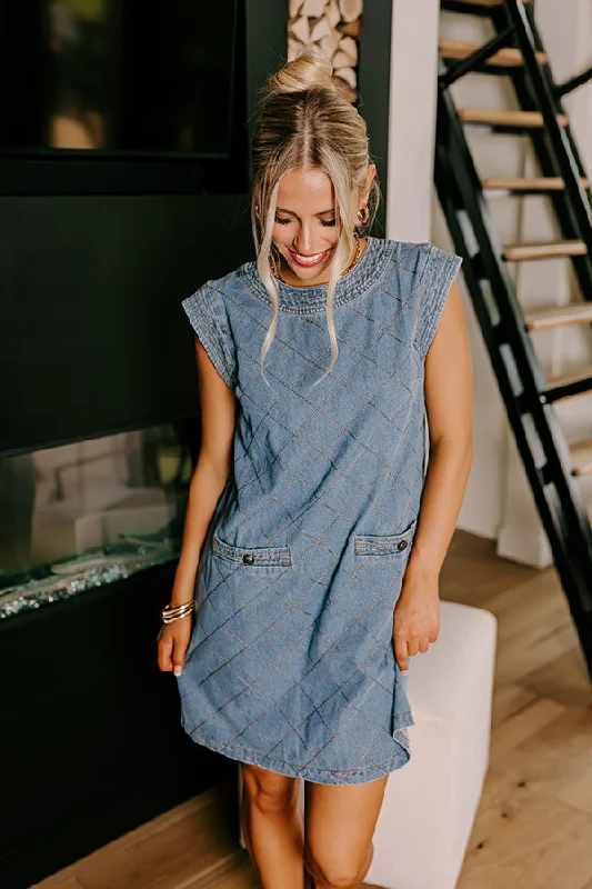 Printed mini dresses for a casual day outMetropolitan Muse Denim Mini Dress in Medium Wash