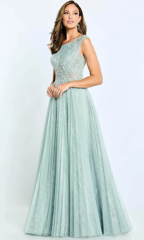 Sheer wedding guest dresses with lace inserts and long sleevesMontage by Mon Cheri M515 - Lace A-Line Long Mother of the Groom Dress