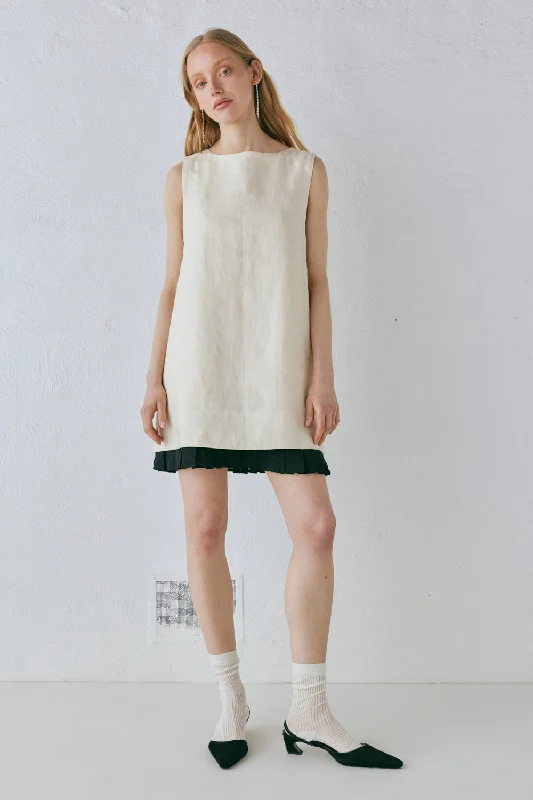 Floral print mini dresses for summer partiesMusa Linen Mini Dress Cream