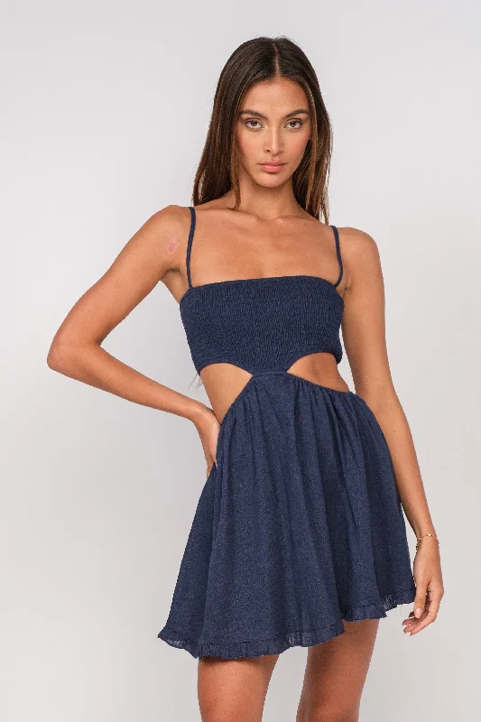 Mini dresses with ribbed textures for a unique appearanceNadia Navy Blue Cutout Mini Dress Mini dresses with ribbed textures for a unique appearanceNadia Navy Blue Cutout Mini Dress