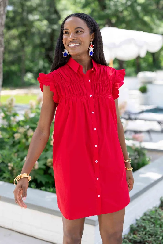 Mini dresses with keyhole necklinesNeacie Dress- Red