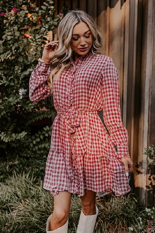 Plaid mini dresses for fall fashionOrchard Stroll Plaid Mini Dress