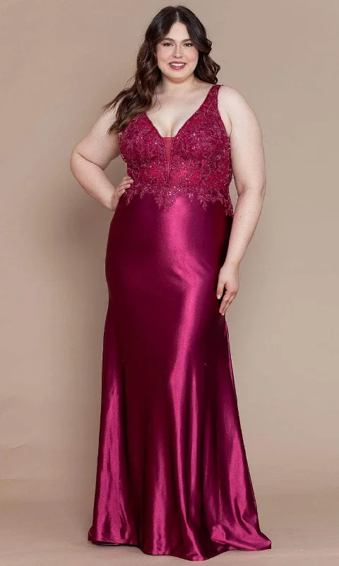 Wedding guest dresses with mesh panels and empire waistsPoly USA W1160 - Embroidered Bodice Plus Prom Dress Wedding guest dresses with mesh panels and empire waistsPoly USA W1160 - Embroidered Bodice Plus Prom Dress