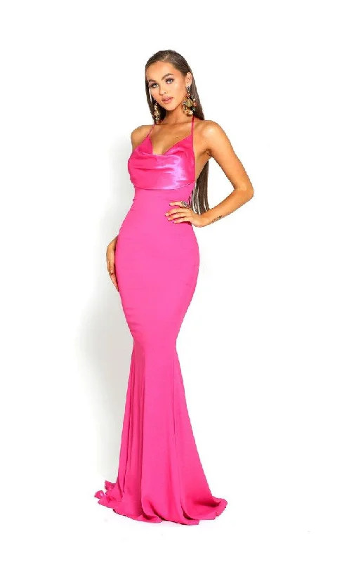 Bow - backed wedding guest dresses in silk for a luxurious feelPortia And Scarlett 1911 Halter Long Mermaid Gown