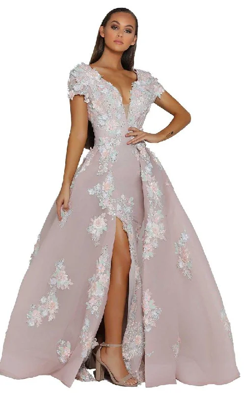 Plaid wedding guest dresses in muted colors for a fall weddingPortia And Scarlett 1997S Short Sleeves Long Gown