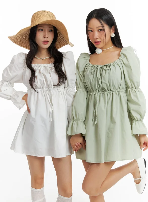 Mini dresses with beaded embellishments for a fancy eventPuff Sleeve A-Line Mini Dress IM404