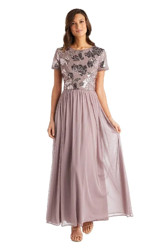 Sheath - style wedding guest dresses with lace overlaysR&M Richards 7058 - Jewel A-Line Evening Dress