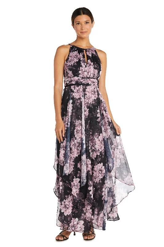 Ribbed - texture wedding guest dresses in neutral colorsR&M Richards 7928 Long Formal Floral Halter Dress Ribbed - texture wedding guest dresses in neutral colorsR&M Richards 7928 Long Formal Floral Halter Dress