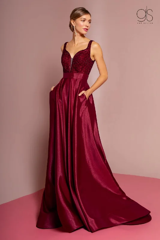 Wedding guest dresses with cold - shoulder ruffled sleeves and knee - length hemsProm Long Formal Evening Dress with Pockets