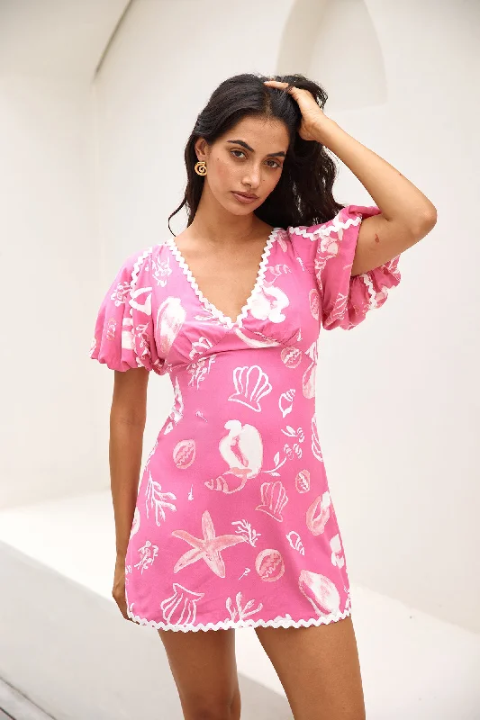 Strapless mini dresses for a beach vacationSeashell Searching Mini Dress Pink