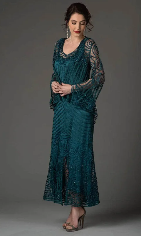 One - shoulder wedding guest dresses with beaded detailsSoulmates D7155 - Scoop Neck Two Piece Formal Dress