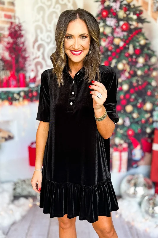 Mini dresses with high - low hems for a modern twistSSYS The Velvet Phoebe Smocked Long Sleeve Dress In Black Mini dresses with high - low hems for a modern twistSSYS The Velvet Phoebe Smocked Long Sleeve Dress In Black