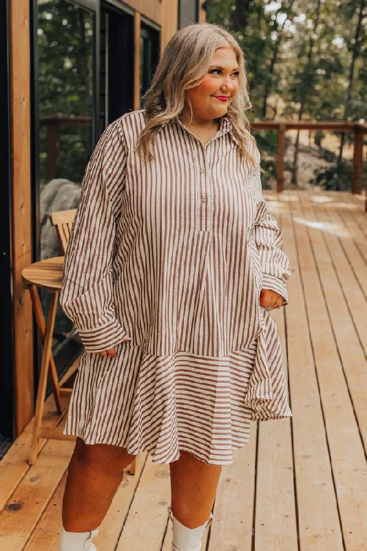 Mini dresses with belted waists for a defined silhouetteStripe A Pose Mini Dress Curves