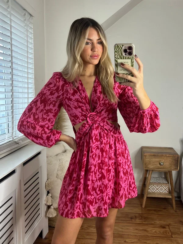 Mini dresses with wrap - around stylesTasha Cut Out Mini dress / Pink Animal