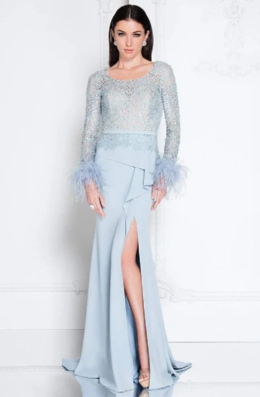 Wedding guest dresses with patchwork designs for a unique lookTerani Couture - 1811M6568 Embellished Long Sleeve Sheath Dress Wedding guest dresses with patchwork designs for a unique lookTerani Couture - 1811M6568 Embellished Long Sleeve Sheath Dress