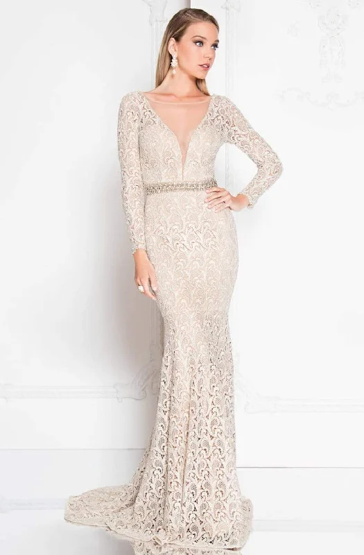 Wedding guest dresses with fringe accents for a bohemian - inspired weddingTerani Couture - 1812E6299 Long Sleeves Lace Gown Wedding guest dresses with fringe accents for a bohemian - inspired weddingTerani Couture - 1812E6299 Long Sleeves Lace Gown