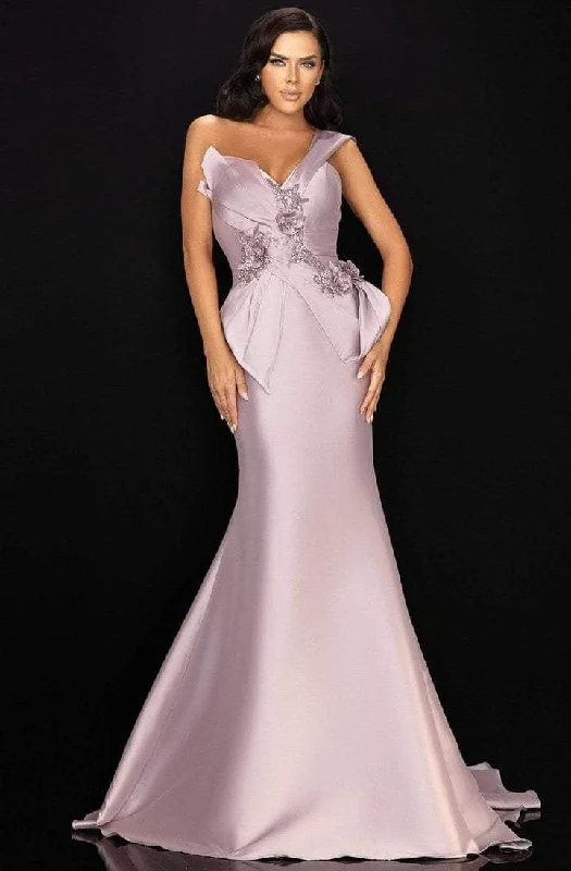 Wedding guest dresses with cold - shoulder ruffled sleeves and knee - length hemsTerani Couture - 2011M2160 One-shoulder Asymmetric Evening Gown