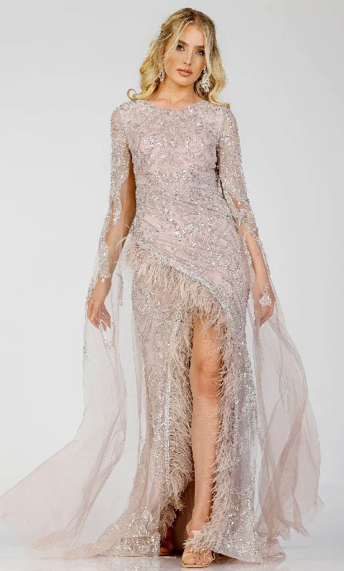 Wedding guest dresses with cut - out details and midi lengthsTerani Couture 231E0494 - Beaded Cape Sleeve Evening Gown Wedding guest dresses with cut - out details and midi lengthsTerani Couture 231E0494 - Beaded Cape Sleeve Evening Gown