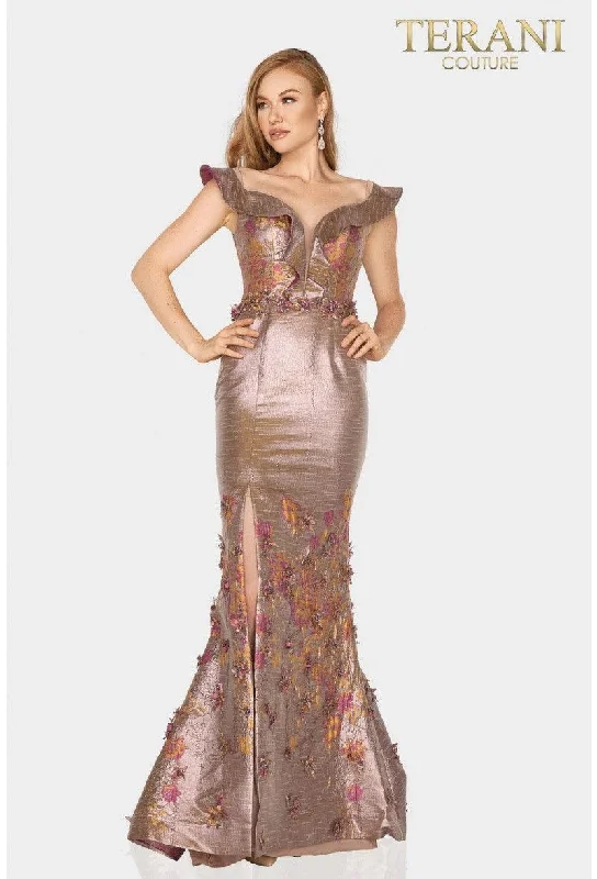 Sleeveless wedding guest dresses with pleated bodicesTerani Couture 2011M2129 Long Formal Fitted Dress