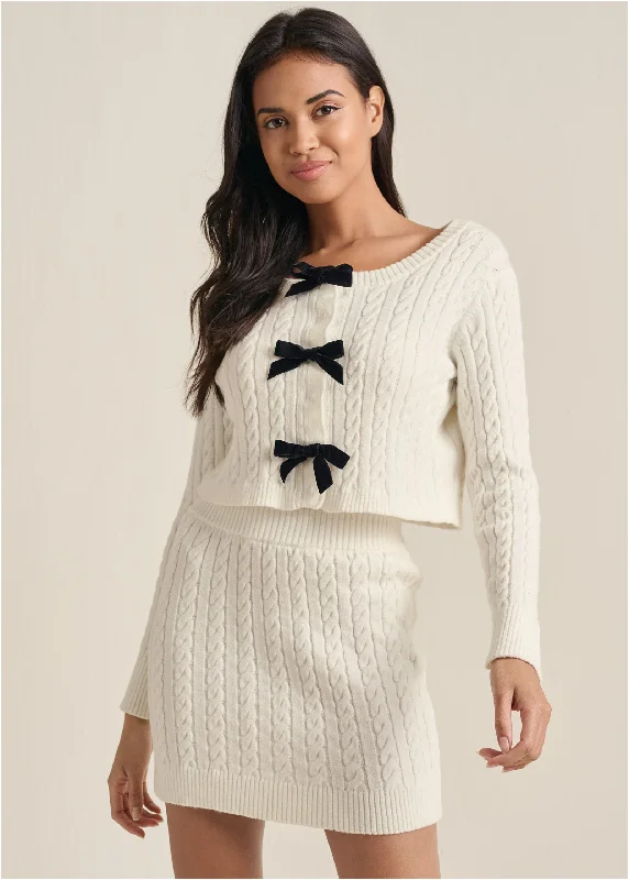 Linen mini dresses for a breathable summer optionCable Knit Skirt Set - Off White